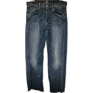 Men's 7 For All Man Kind Raw Hem Slouchy Boot Cut Jeans size 30